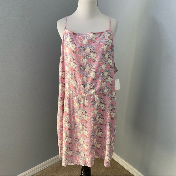 NEW Abound Floral Mini Dress Pink blue Floral abstract 3X - Picture 2 of 12